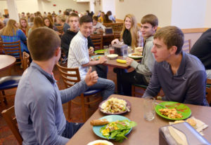 Students in the Central Market dining center
